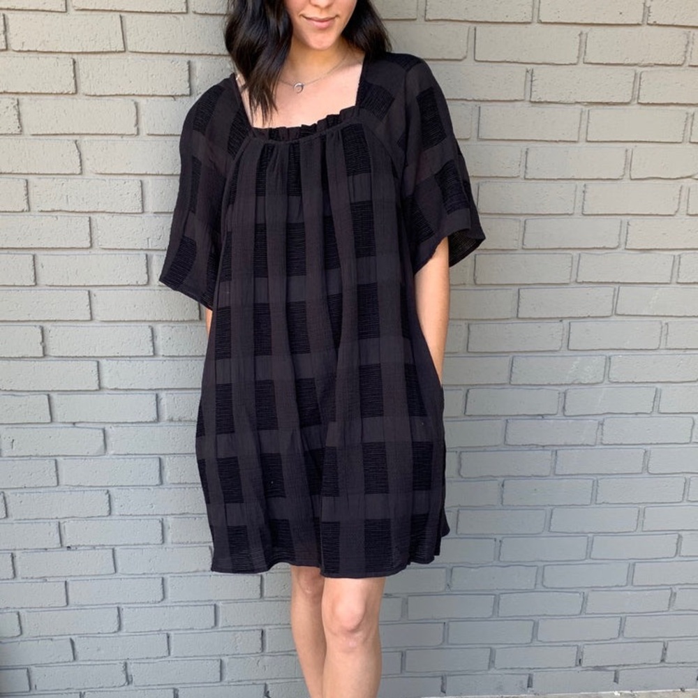 Anthropologie Entro Textured Peasant Tie-Back Dress size small waist